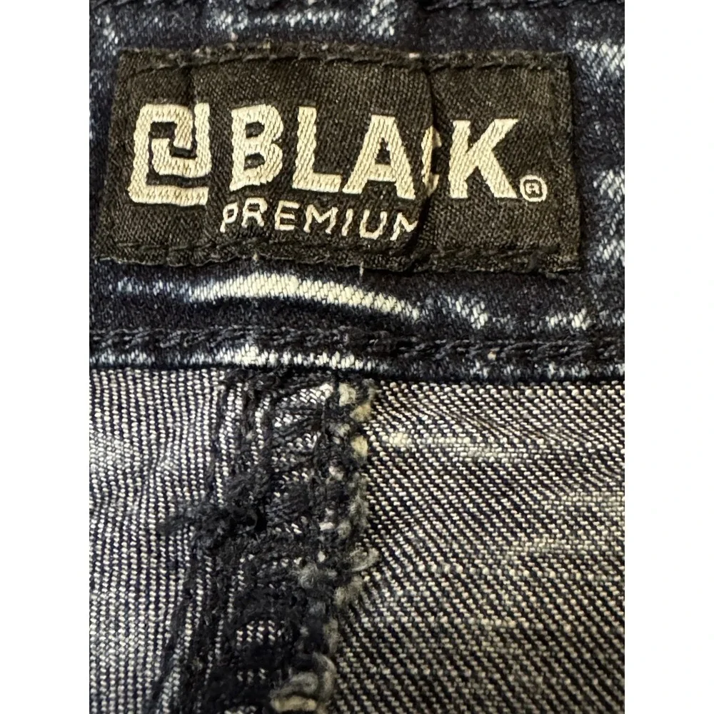 Black Premium Jeans Distressed Moto Biker 40x34 - Picture 4 of 5